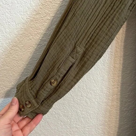 A+ Anthropologie Maeve olive cotton gauze long sleeve tunic mini dress. Sz. 20W - Picture 9 of 10